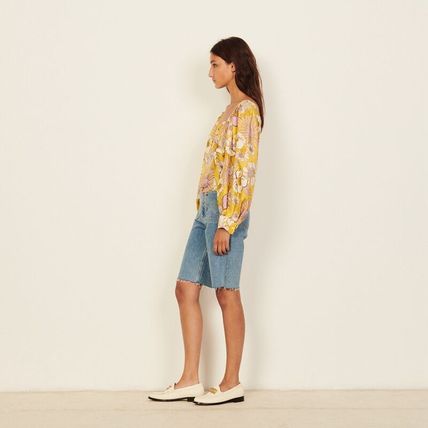 sandro サンドロ Printed silk top トップス