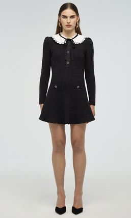 Self-Portrait Zt|[g[g Black Lurex Dress s[X