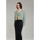 Self-Portrait Zt|[g[g Green Boucle Cropped Jacket WPbg