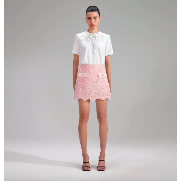 Self-Portrait セルフポートレート Pink Guipure Lace Diamante Mini Skirt　スカート