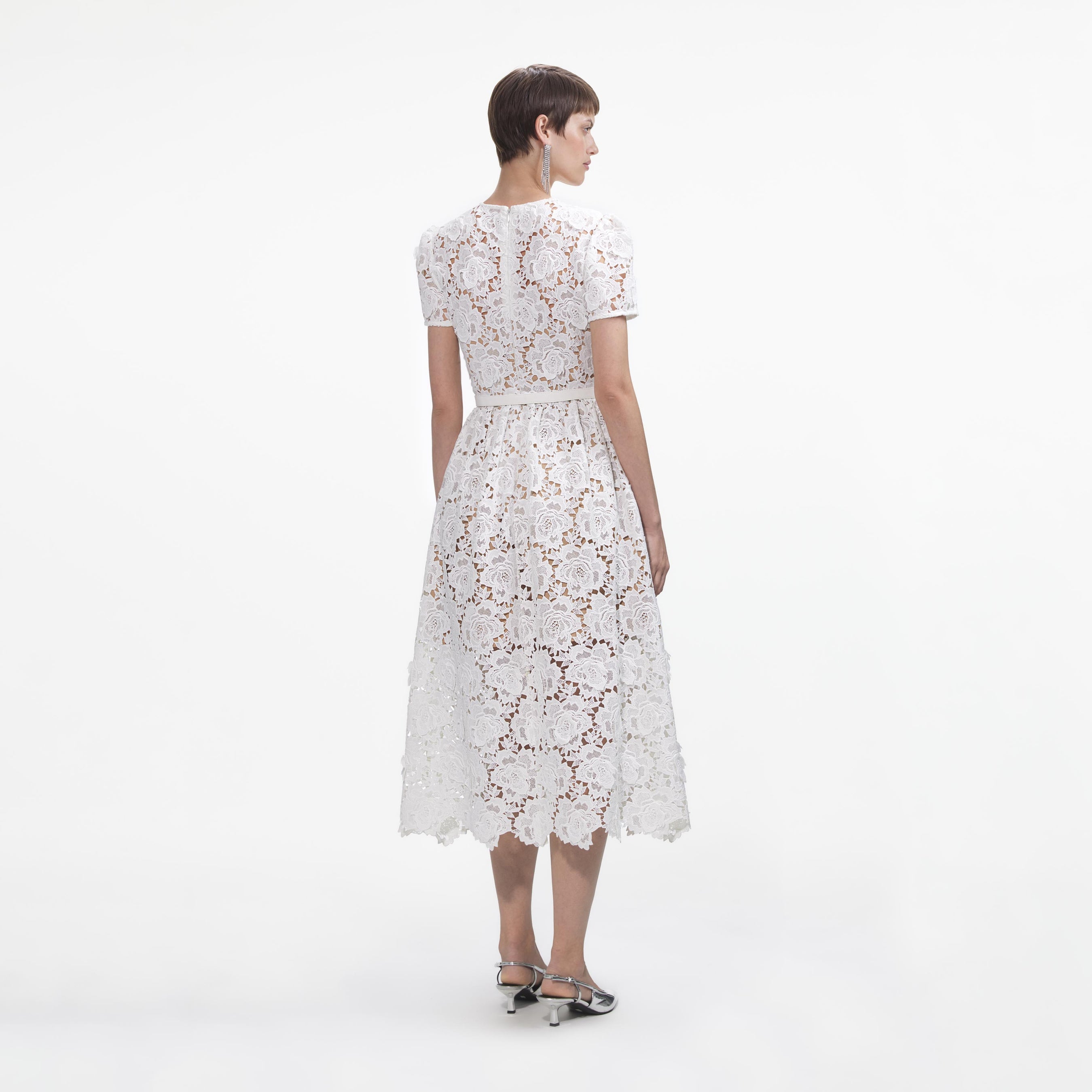 Self-Portrait セルフポートレート WHITE FLORAL LACE MIDI DRESS ワンピース