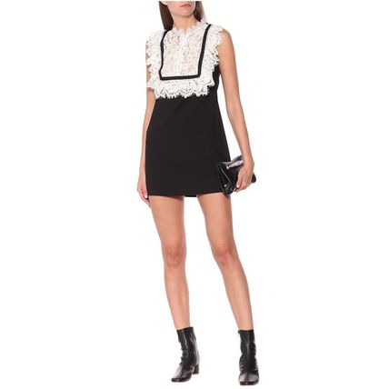 Self-Portrait Monochrome Fine Lace Crepe Mini s[X