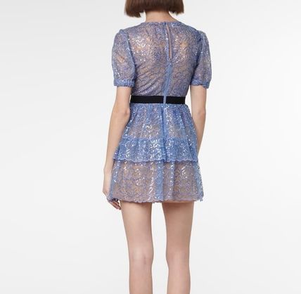 【Rakuten Fashion THE SALE期間限定10％OFF】Self-Portrait セルフポートレート Blue Flower Sequin Mini Dress ワンピース