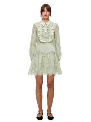 Self-Portrait Zt|[g[g Lace Bib Mini Dress@ s[X