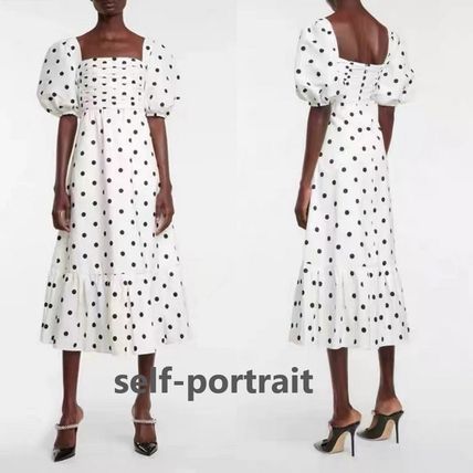 Self-Portrait Zt|[g[g Polka Dot Taffeta Midi Dress s[X