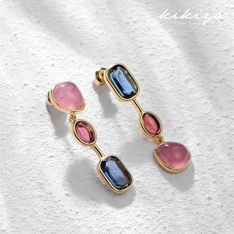 ピアス 天然石 アメジスト トルマリン トパーズ 水晶 レディース ニッケルフリー アクセアリー シルバー ゴールド k18 仕上 金属アレルギー 対応 ピアス...