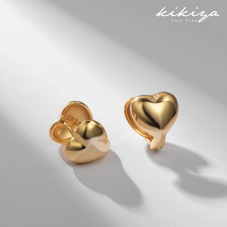 自由自在 silver925 2色 ピアス ハート フープピアス 中折れ キャッチレス プラチナ ゴールド 18金 18k k18 仕上げ 小ぶり 可愛い 金属アレルギー ピアス アクセサリー 誕生日プレゼント 女性 クリスマス プレゼント 誕生日 ギフト レディース シンプル ジュエリーのサムネイル