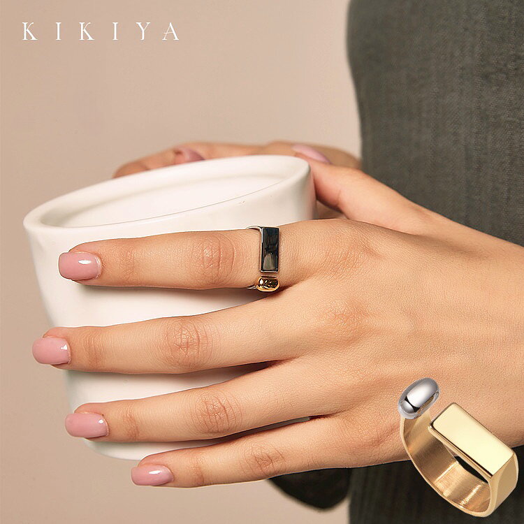 【POINT UP★最大50%OFF】 【楽天1位受賞】 リング 指輪 豆 方型リング フォークリング 調整可 サージカルステンレス ステンレス シルバー ゴー...