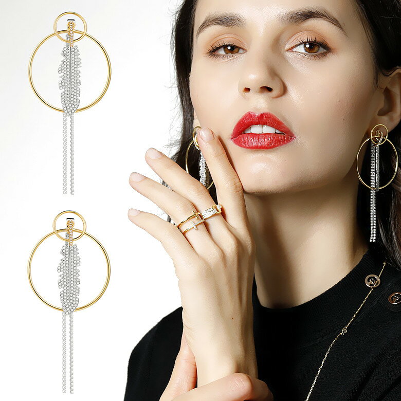 ピアス 4WAY仕様 タッセル サークル リーフ レディース アクセサリー プラチナ 18金 18k k18 仕上げ 金属アレルギー ピアス 誕生日プレゼント 女性 パーティ 母の日 クリスマス プレゼント ギフト レディース シンプル ジュエリーのサムネイル