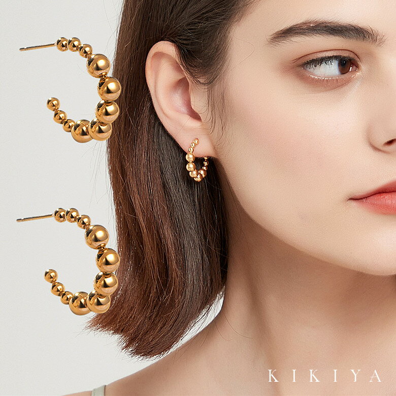 ピアス フープピアス C型ピアス レディース サージカルステンレス 316L ステンレス ニッケルフリー アクセアリー ゴールド 18金 k18 k18 仕上げ 金属アレルギー 対応 ピアス 母の日 クリスマス プレゼント 誕生日プレゼント 女性 彼女 レディース シンプル ジュエリーのサムネイル