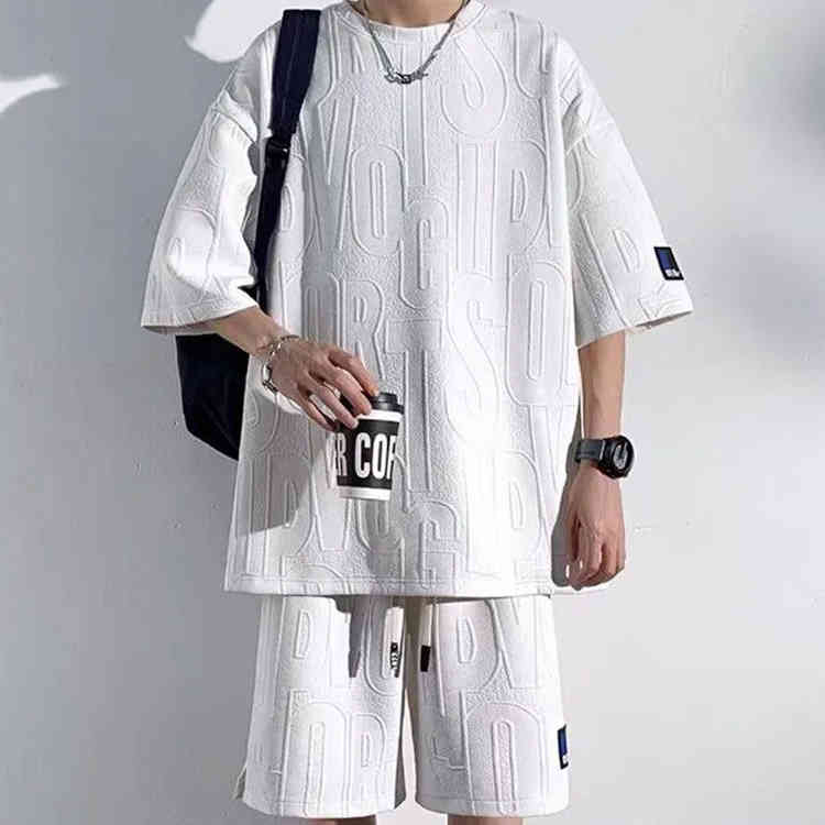 ワッフル生地 セットアップ メンズ ジャージ 半袖Tシャツ ハーフパンツ 2点セット ...