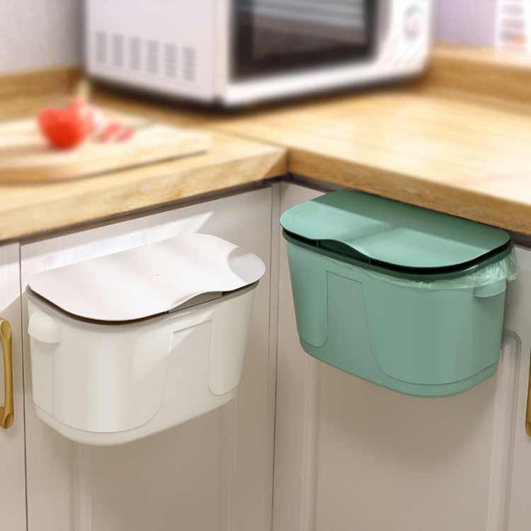 スライド式 吊り下げ 蓋付き 壁掛け ごみ箱 ダストボックス 吊るす 扉 ふた付き ゴミ箱 ぶら下げ 壁面収納 汚物入れ 壁掛けゴミ箱 広口 大容量 生ごみ キッチングッズ 台所 洗面所 リビング オフィス トイレ 省スペース [2]