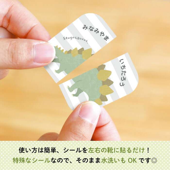 Stylish!名入れができるくつの絵あわせ目印ステッカー ダイナソー（ステゴサウルス）♪入園・入学の準備にオススメ！ 靴の目印に♪（ 恐竜 左右 インソール 履き間違え 防止 シール ステッカー ワンポイント キャラクター シューズ 子供靴 デコる ）