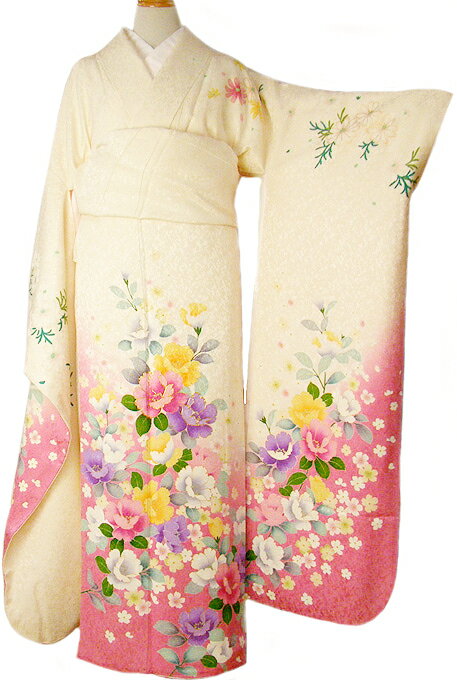 振袖 購入 販売 正絹 中古 仕立上り 既製品 リサイクル 絹生地 絹 シルク アウトレット 成人式 卒業式 すぐ使える 和服 和装 絹 女性着物 結婚式 着物 仕立て上がり【送料無料】 【クリーニング済み】