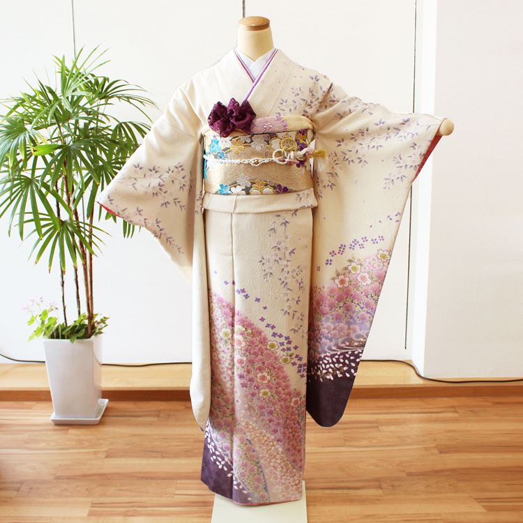 【レンタル】 振袖 レンタル 一般 結婚式 披露宴 結納 安い ネット 着物 高級 正絹 呉服屋 白 紫 藤色 ..