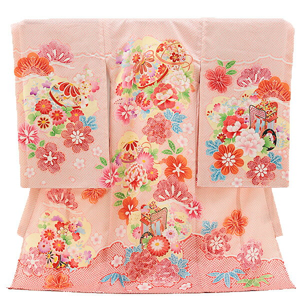 お宮参り〔夏用〕 産着 レンタル 女の子/産着 レンタル（女の子） 【正絹単衣】女児産着 0120 ピンク 疋田柄 鞠と鈴 産着 レンタル 女の子 祝い着 着物 女の子 着物 掛け着 初着 お宮参り 産着 貸衣装 サマー お祝い 着物 レンタル 貸衣装 fy16REN07【レンタル】