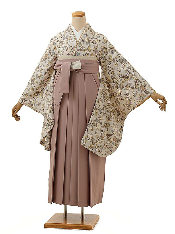 卒業式袴レンタル A044 ベージュ花×ピンク袴卒業式 袴 レンタル 女性 卒業式袴 フルセットレンタル 大学生 はかま 女性 卒業袴セット 卒業式袴レンタル セット 大学 袴セット 卒業袴レンタル 着物レンタル 卒業式袴レンタル 往復送料無料 新品足袋プレゼント【レンタル】