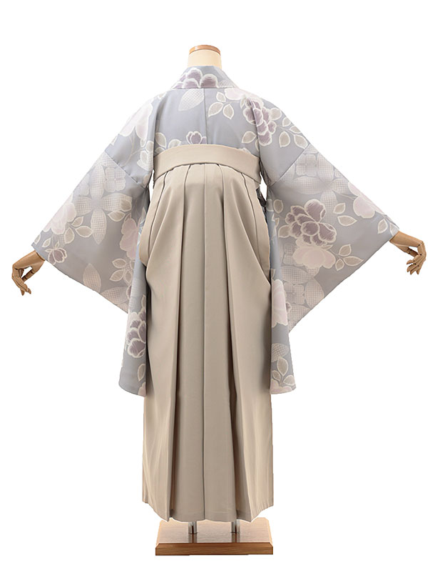 卒業式袴レンタル A274 ブルーグレー花×グレージュ袴 卒業式 袴 レンタル 女性 卒業式袴 フルセットレンタル 大学生 はかま 大学 袴セット 卒業袴レンタル 着物レンタル 卒業式袴レンタル 往復送料無料 新品足袋プレゼント【レンタル】