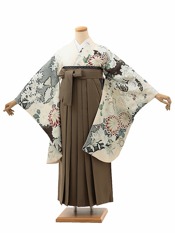 卒業式袴レンタル A292 ライトベージュ菊桜藤×茶色袴 卒業式 袴 レンタル 女性 卒業式袴 フルセットレンタル 大学生 はかま 大学 袴セット 卒業袴レンタル 着物レンタル 卒業式袴レンタル 往復送料無料 新品足袋プレゼント【レンタル】