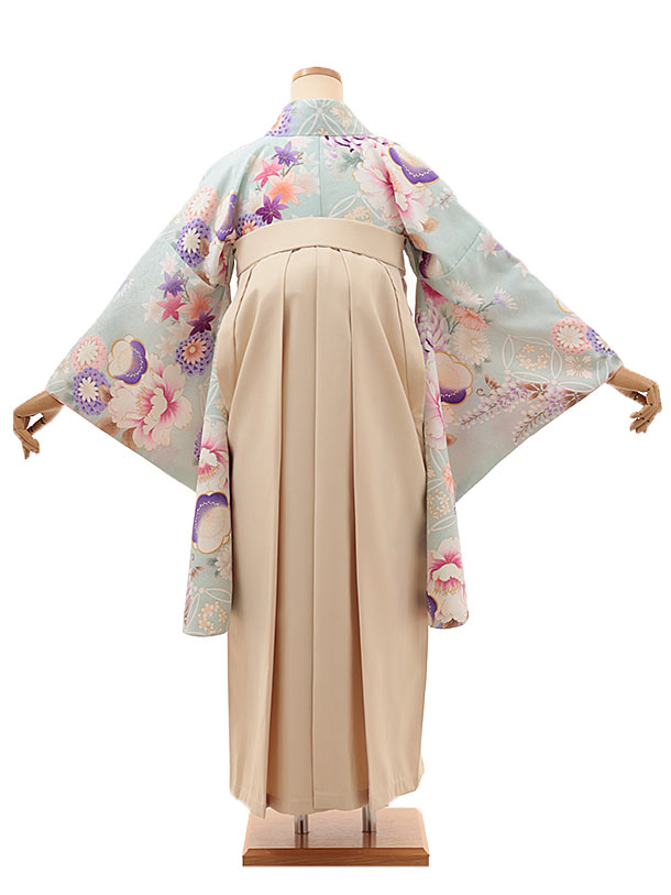 卒業式袴レンタル A303 薄水色 牡丹×ベージュ袴 卒業式 袴 レンタル 女性 卒業式袴 フルセットレンタル 大学生 はかま 女性 卒業袴セット 卒業式袴レンタル セット 大学 袴セット 卒業袴レンタル 着物レンタル 卒業式袴レンタル 往復送料無料【レンタル】
