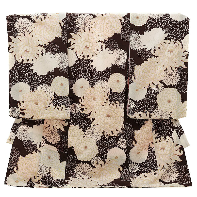 お宮参り 着物 レンタル 女の子|女児産着 お宮参り 0112 こげ茶 万壽菊 産着 レンタル 女の子 祝い着 ..