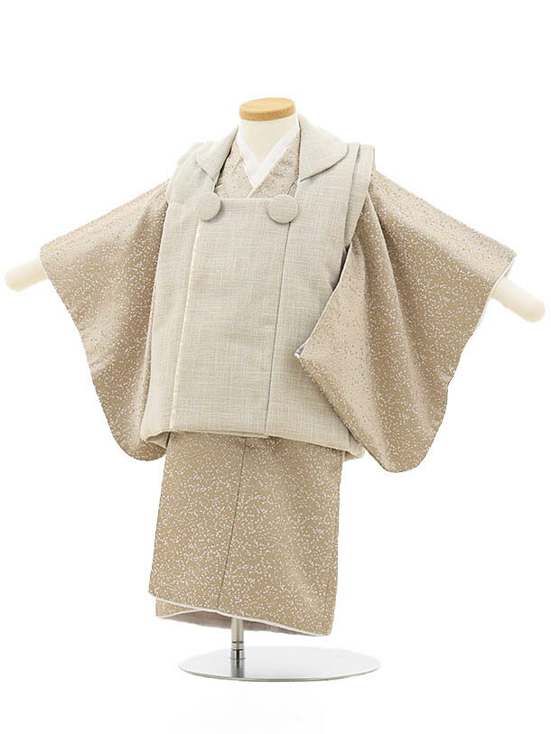 七五三レンタル(2歳男の子/被布)2006/ベージュ×ゴールド変り柄レンタル 七五三 子供和装 被布コート 貸衣装☆新品足袋プレゼント☆fy16REN07【レン...
