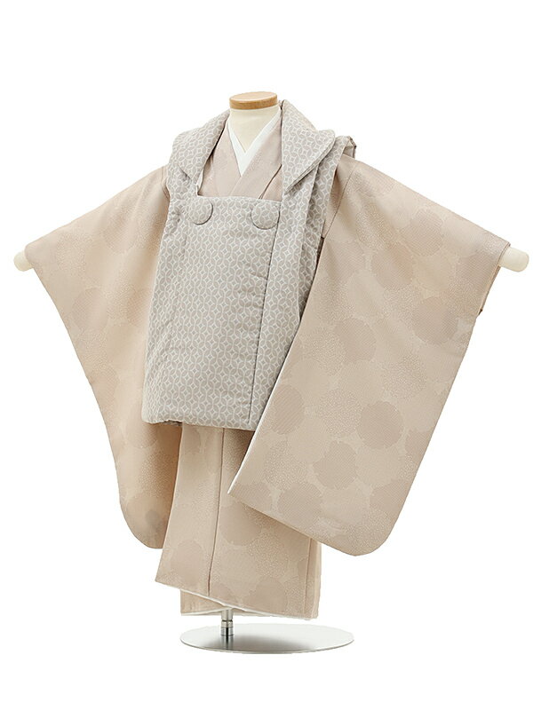 七五三 レンタル (3歳男の子/被布)3202/グレージュ七宝×ベージュ雪輪 レンタル 七五三 子供和装 被布コート 貸衣装☆新品足袋プレゼント☆fy16REN...