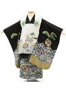 七五三レンタル(3歳男の子/被布)3239/白 鷹×黒地 宝尽くし レンタル 七五三 子供和装 被布コート 貸衣装☆新品足袋プレゼント☆fy16REN07【レン...