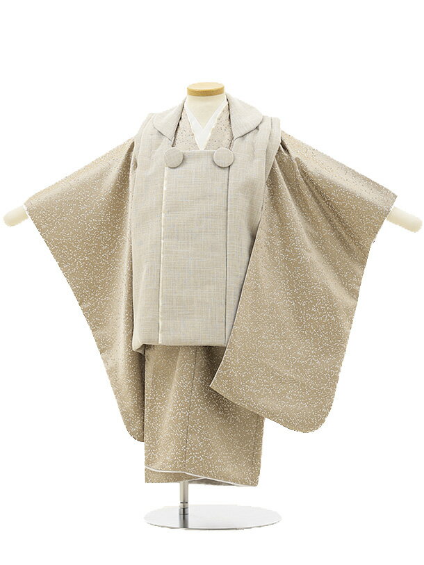 七五三レンタル(3歳男の子/被布)3242/ベージュ×ゴールド 変わり柄 レンタル 七五三 子供和装 被布コート 貸衣装☆新品足袋プレゼント☆fy16REN07...