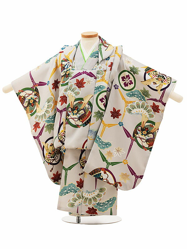 七五三 レンタル 3歳 男の子 被布 A32M/グレー 兜×グレー 兜 折鶴 松 レンタル 七五三 子供和装 被布コート 貸衣装☆新品足袋プレゼント☆fy16R...