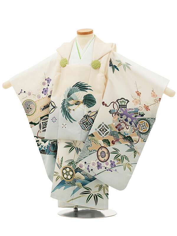 七五三 レンタル 3歳 男の子 被布 A32X/ベージュぼかし鷹×白 吉祥文様 レンタル 七五三 子供和装 被布コート 貸衣装☆新品足袋プレゼント☆fy16RE...