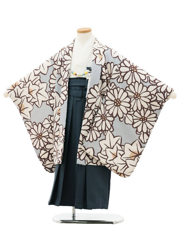 かんたん七五三 5歳 袴 レンタル 5歳の着物レンタル（男児）七五三(5歳男児袴) A57E 花わらべ水色花楓×ブルーグレー袴 5歳 七五三 袴 男の子 七五三 かんたん フルセット レンタル 5歳 男の子 着物 袴セット はかま 袴 男児 貸衣装 往復送料無料 【レンタル】