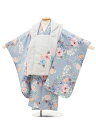七五三(3歳女児被布)3116 ライトグレー 洋花×水色 洋花 レンタル 3歳 女児 被布 七五三 753 着物 三 女の子 着物 お祝い着 3才 きものレンタル おんなのこ 新品足袋プレゼント 被布コート fy16REN07【レンタル】(4)