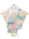 七五三(3歳女児被布) 3134 白 ぼかし水色 桜×水色地 桜 レンタル 3歳 女児 被布 七五三 753 着物 三 女の子 着物 お祝い着 3才 きものレン...