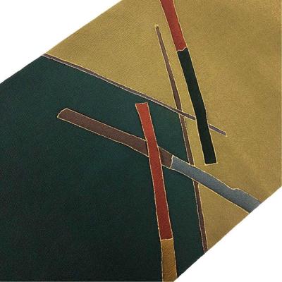 【お得なクーポン配布中】 名古屋帯 抽象模様 金彩 縮緬 利休茶色 ガード加工 O-3601 着物 きもの kimono 和服 和装 中古 リサイクル着物 【送料無料】