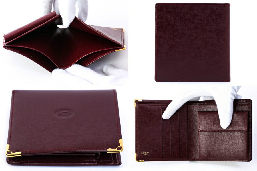 Cartier カルティエ L3000165 マストライン 二つ折り財布 レザー ボルドー ゴールド金具 箱付 #27825YR