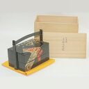 漆器 四季絵 手提二段重 中古 #17219T