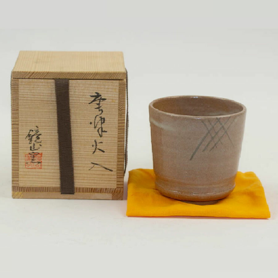鏡山窯造 唐津 火入 共箱 中古 #19375