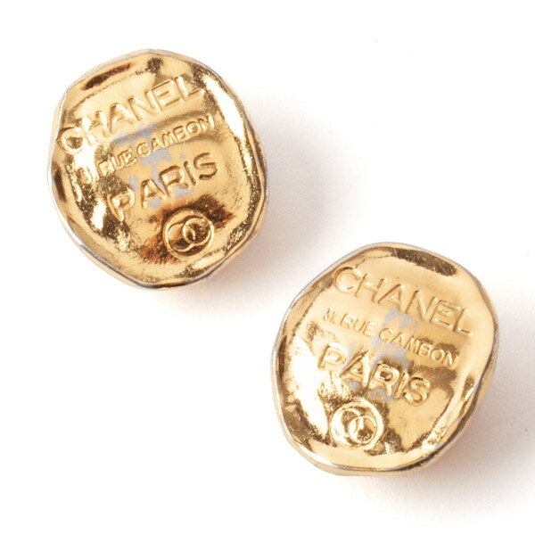 樂天商城 - シャネル カンボン ロゴ プレート イヤリング ゴールド ヴィンテージ #39152yr【中古】