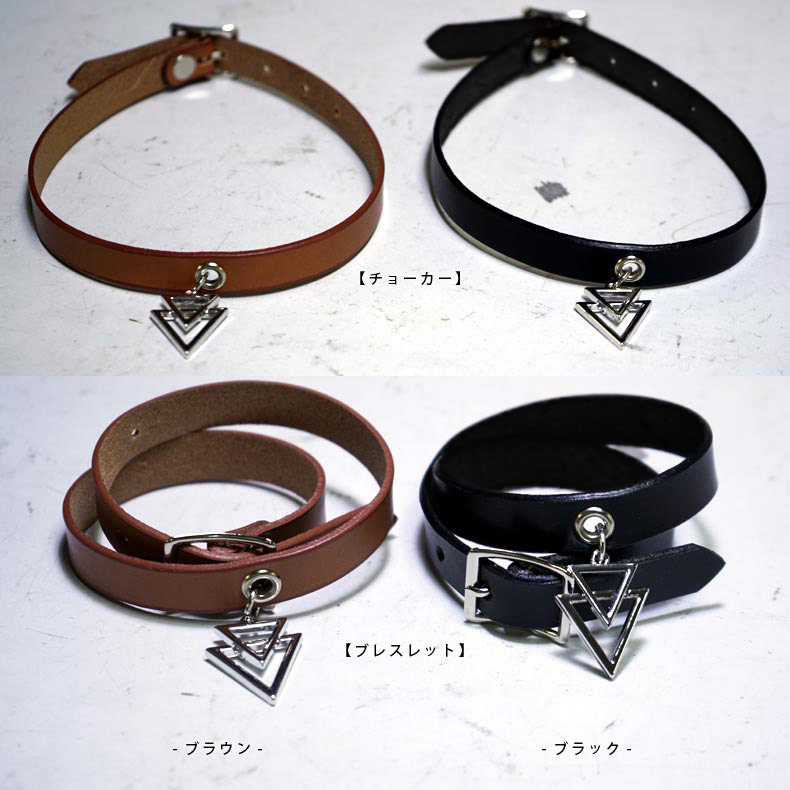 KMK Made in Japan 本革ベルト ダブルトライアングル リアルレザー2WAYチョーカー/...