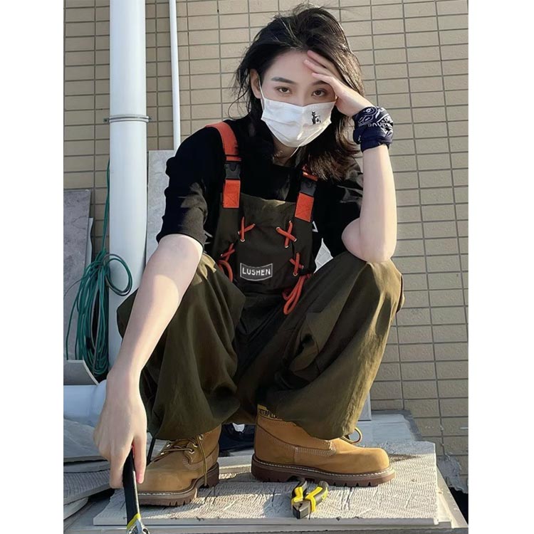 オーバーオール パンツ メンズ レディース 春秋 夏 オールシーズン ブラック アーミーグリーン サロペット カッコイイ 大きいサイズ 作業着 ワーク ワイドパンツ オールインワン アメカジ レトロ ユニセックス 送料無料