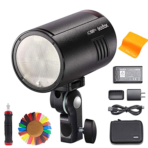 Godox AD100Pro 100Ws TTL 2.4G HSS 1 / 8000sポケットフラッシュライト、7.2V / 2600mAh電池、360フル..