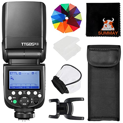 GODOX TT685II-Sソニーカメラ用オンカメラTTLフラッシュ、1/8000秒高速同期、クイックリリースロック、TCMインスタント変換、GN60手動スピードライト、0.1〜2.6秒のリサイクル時間、Godox Xシステム、技適マーク