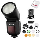 Godox正規代理 技適マーク Godox V1-S フラッシュストロボ 2.4G TTLラウンドヘッドフラッシュスピードライト AK-R1アクセサリーセット同...