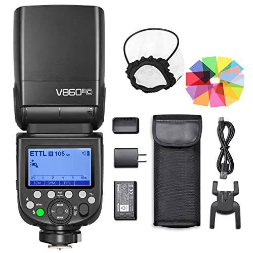 正規品 技適マーク付 日本語説明書付 GODOX VING V860III-C 2.4 G GN60 TTL 1/8000S HSS マスタスレーブ GN60 スピードライト フラッシュ 3000mAh 充電式 イオン電池付き Canon 1DX/5