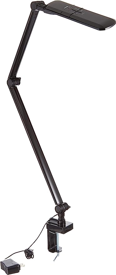 ツインバード デスクライト クランプ型LEDスタンド 調光 調色 タイマー付き LE-H638B ブラック