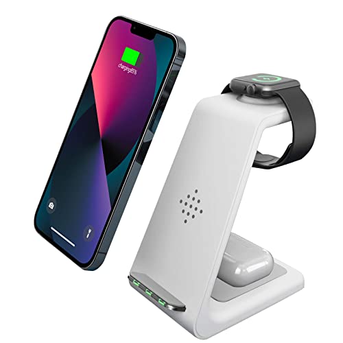 FEATURED BRAND ワイヤレス充電器 置くだけ充電 3 in 1充電スタンド Apple Watch/Airpods充電器 iPhone Galaxy Huaweiなどqi機種対応 9V-2AのQC3.0アダプター最適 (白)