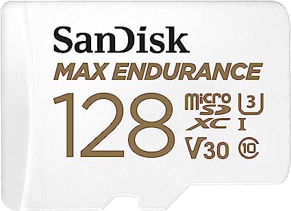 SanDisk 128GB MAX Endurance microSDXC Card with Adapter for Home Security Cameras and Dash cams - C10, U3, V30, 4K UHD, Micro