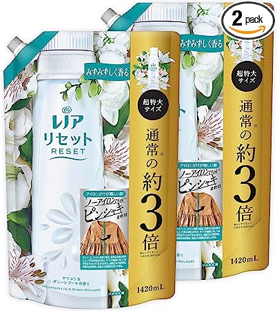 まとめ買い 大容量 レノア リセット 柔軟剤 ヤマユリ グリーンブーケ 詰め替え 1,420mL 2個