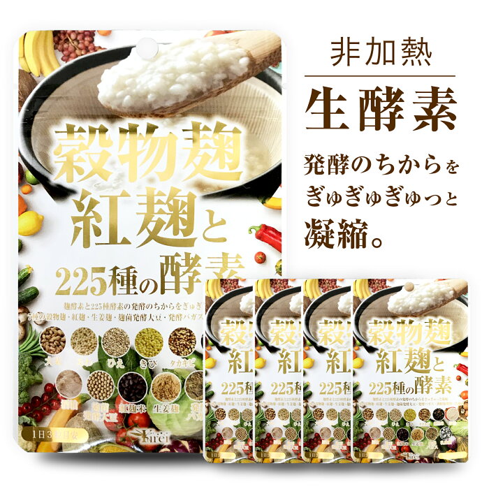 送料無料 大特価5個セット【穀物麹・紅麹と225種の酵素サプリ】 こうじ酵素 麹 生酵素 サプリ ダイエット 麹酵素 ダイエット サプリ 酵素 サプリメント 生酵素サプリメント 麹菌 こうそ 大容量 菌活サプリ 酵母 酒粕 非加熱酵素 酵素サプリ 健康食品・サプリメント